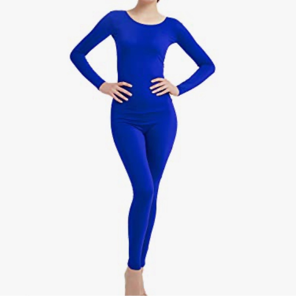 Vibrant Blue Long Sleeve Bodysuit Jumpsuit